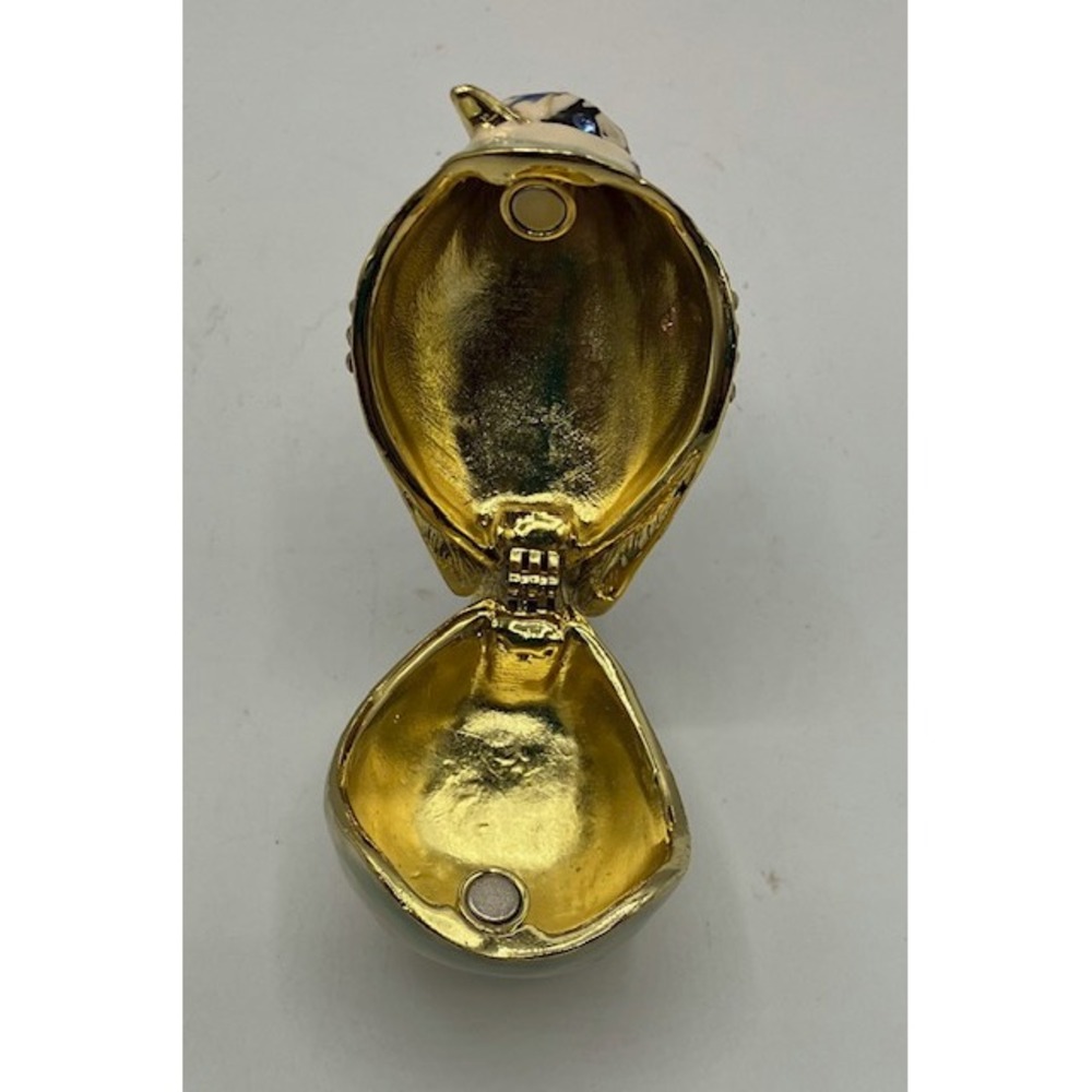 Enameled Blue Jay Trinket Box w/Austrian Crystals 2" - Picture 6 of 6